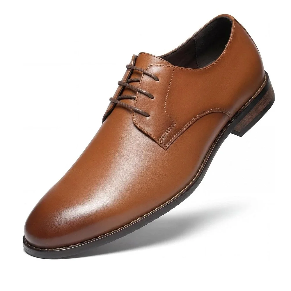 HEEZ Derby Shoes Mens Size 7 Brown Plain Toe Lace Up Classic Formal 101 NWT